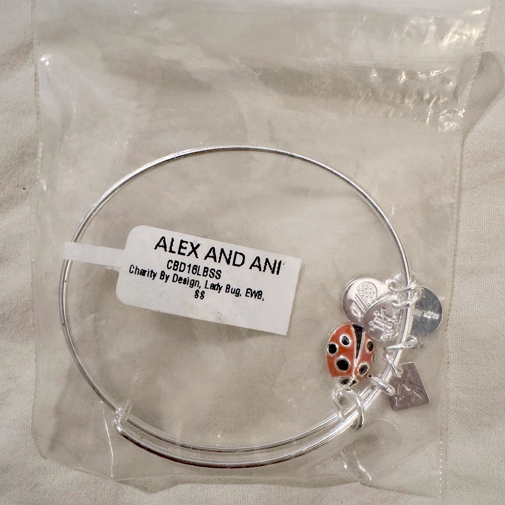 Alex and Ani Silver Ladybug Charm Bracelet